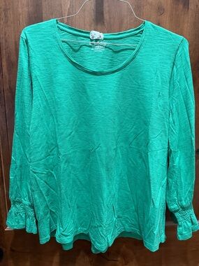 Chico's Bright Teal Long-Sleeve Scoop Neck Top